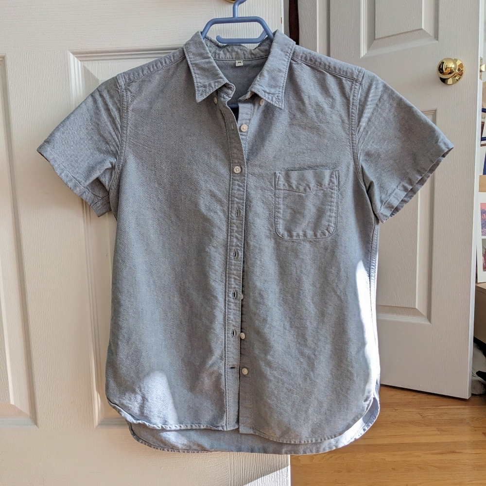 Muji blue cotton button-up